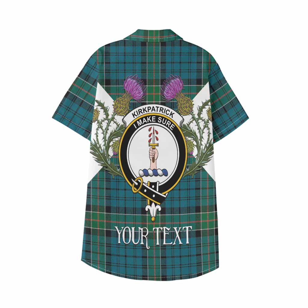 Kirkpatrick Tartan Family Crest Kid Hawaiian Shirt Scottish Burns Night Thistle Floral