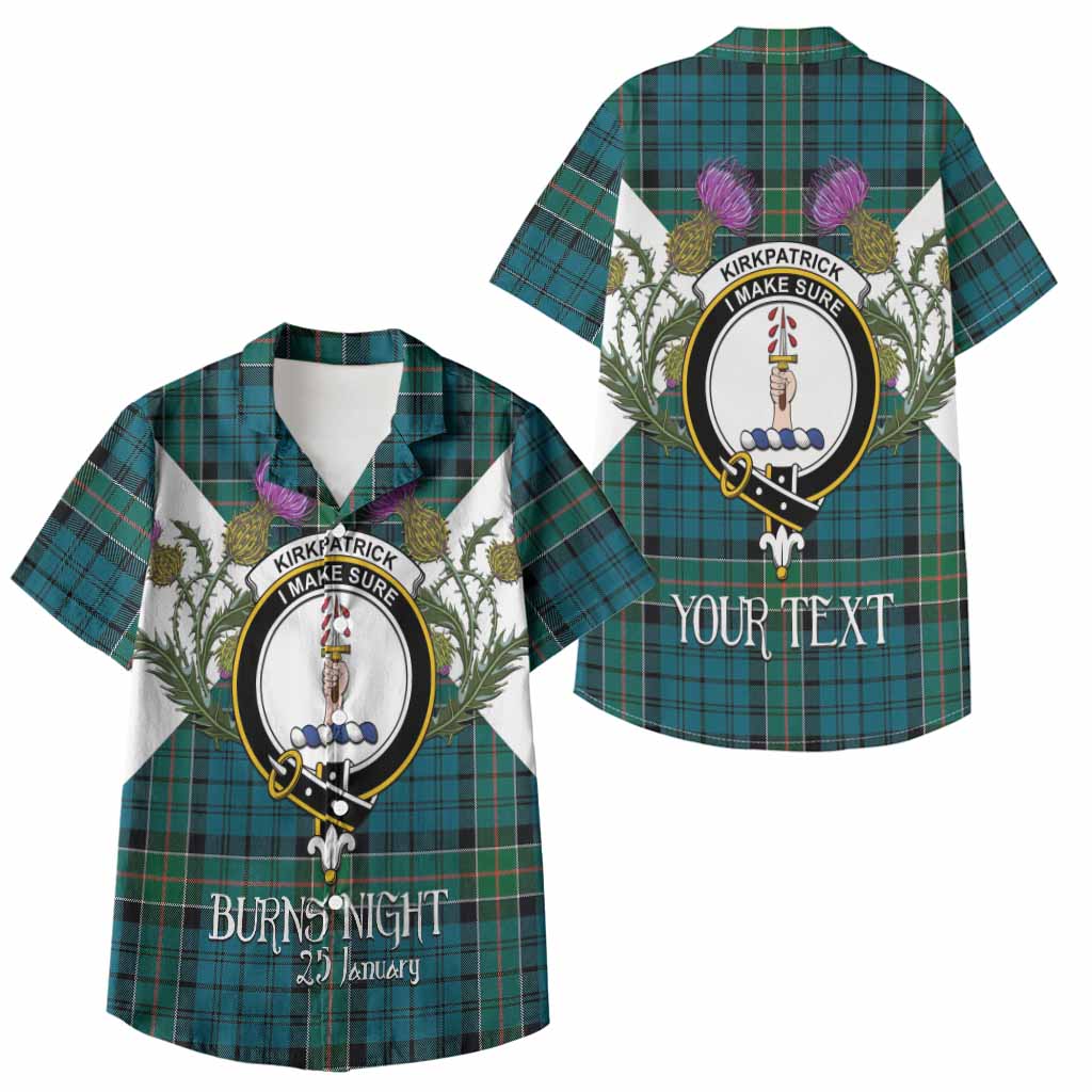 Kirkpatrick Tartan Family Crest Kid Hawaiian Shirt Scottish Burns Night Thistle Floral