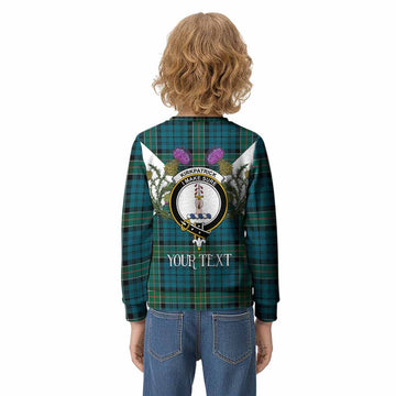 Kirkpatrick Tartan Family Crest Kid Knitted Sweatshirt Scottish Burns Night Thistle Floral