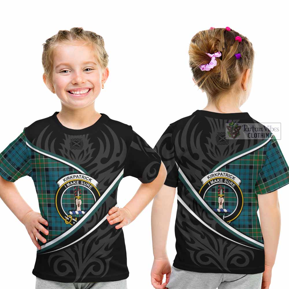 Kirkpatrick Tartan Family Crest Kid T-shirt Celtic Scottish Thistle Floral - Tartan Vibes Clothing