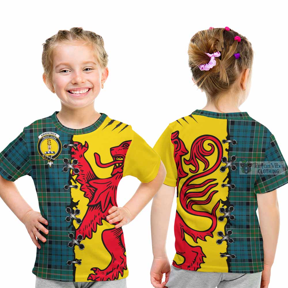 Kirkpatrick Tartan Family Crest Kid T-shirt Lion Rampant Honor - Tartan Vibes Clothing