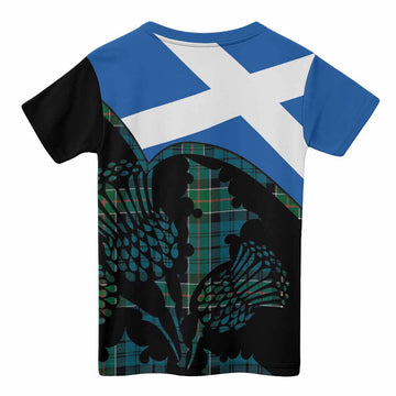 Kirkpatrick Tartan Family Crest Kid T-shirt Scotland Thistle Floral Flag Style