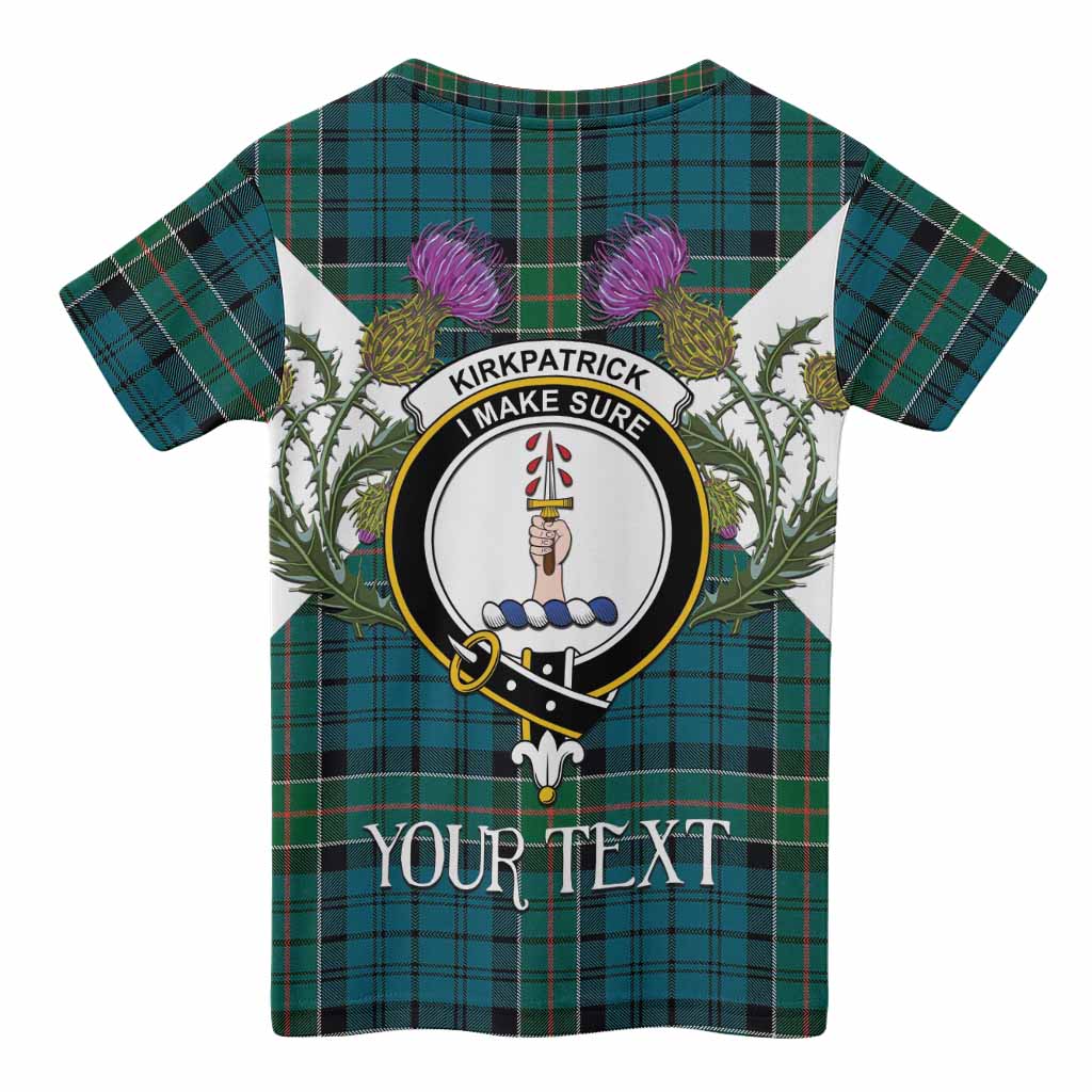 Kirkpatrick Tartan Family Crest Kid T-shirt Scottish Burns Night Thistle Floral