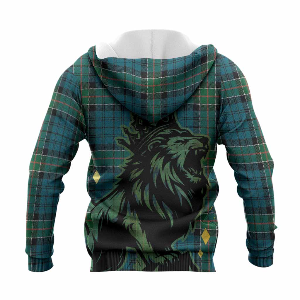 Kirkpatrick Tartan Family Crest Knitted Hoodie Crowned Lion Roaring