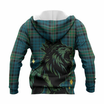 Kirkpatrick Tartan Family Crest Knitted Hoodie Crowned Lion Roaring