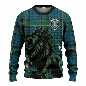 Kirkpatrick Tartan Family Crest Knitted Sweater Crowned Lion Roaring