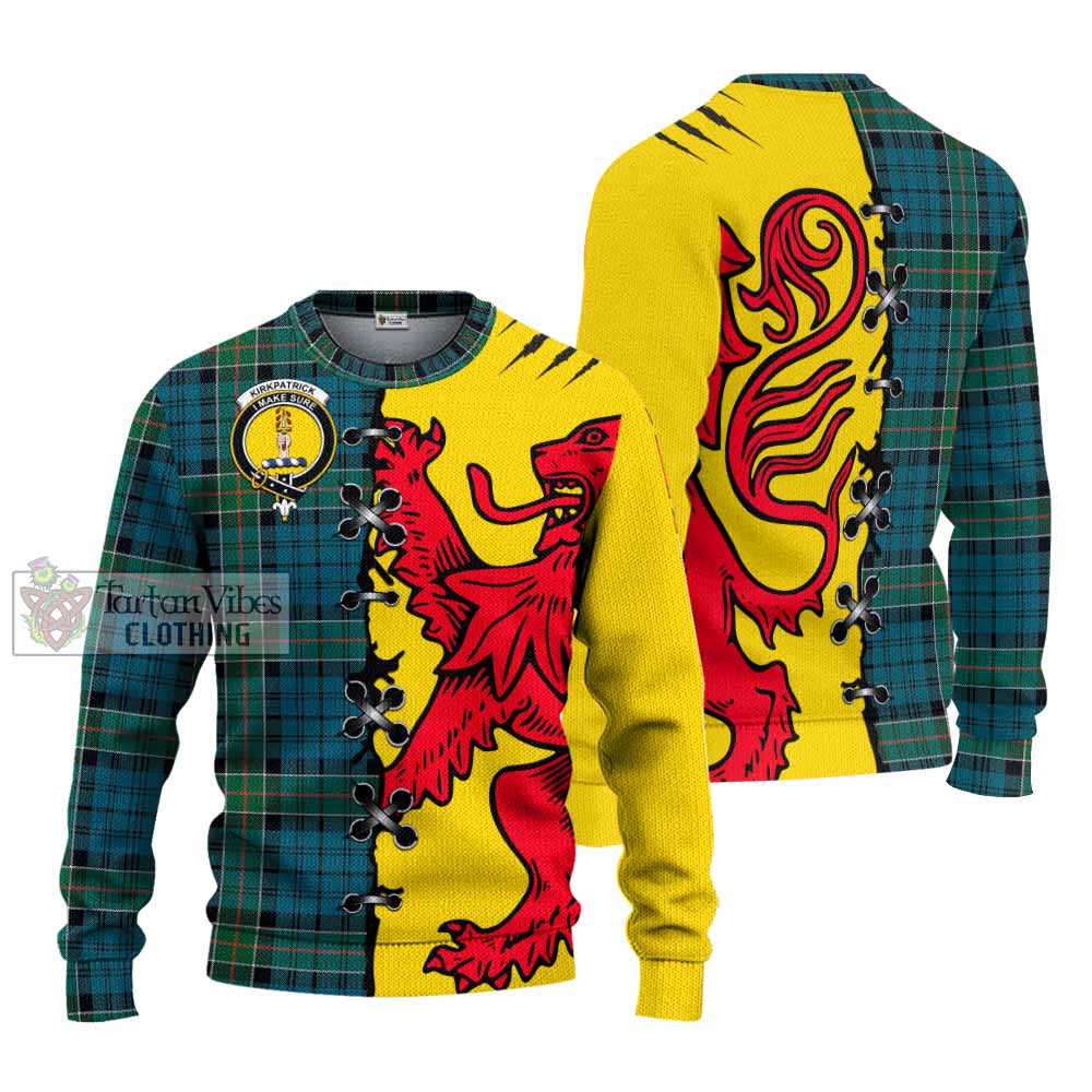 Kirkpatrick Tartan Family Crest Knitted Sweater Lion Rampant Honor - Tartan Vibes Clothing