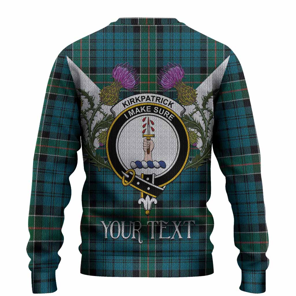 Kirkpatrick Tartan Family Crest Knitted Sweater Scottish Burns Night Thistle Floral