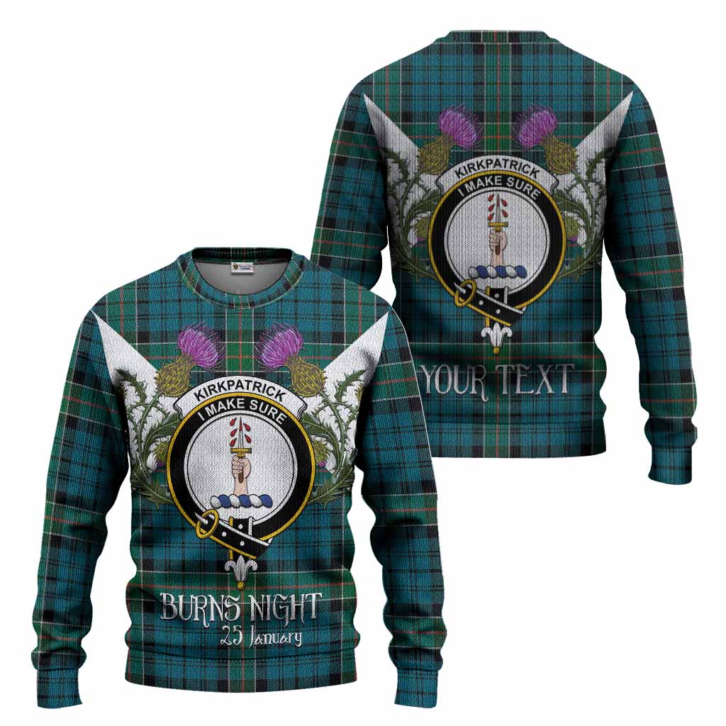 Kirkpatrick Tartan Family Crest Knitted Sweater Scottish Burns Night Thistle Floral