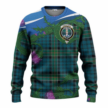Kirkpatrick Tartan Family Crest Knitted Sweater Thistle in Minimalism
