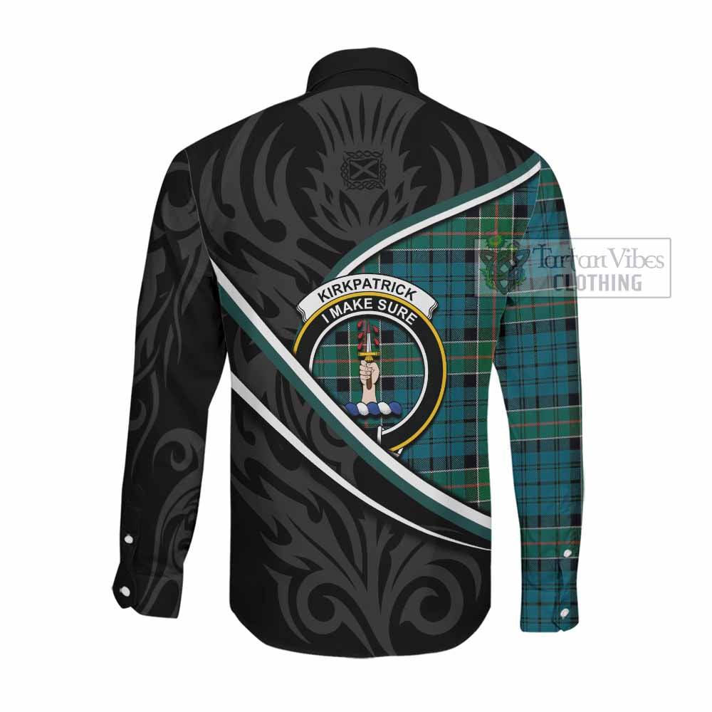 Kirkpatrick Tartan Family Crest Long Sleeve Button Shirts Celtic Scottish Thistle Floral - Tartan Vibes Clothing