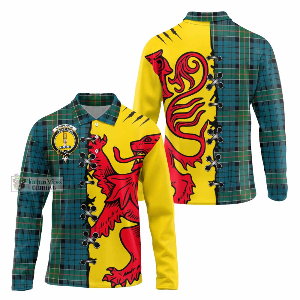 Kirkpatrick Tartan Family Crest Long Sleeve Polo Shirt Lion Rampant Honor - Tartan Vibes Clothing