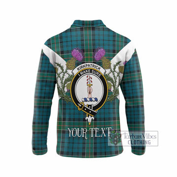 Kirkpatrick Tartan Family Crest Long Sleeve Polo Shirt Scottish Burns Night Thistle Floral