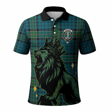 Kirkpatrick Tartan Family Crest Polo Shirt Crowned Lion Roaring
