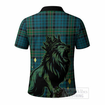 Kirkpatrick Tartan Family Crest Polo Shirt Crowned Lion Roaring