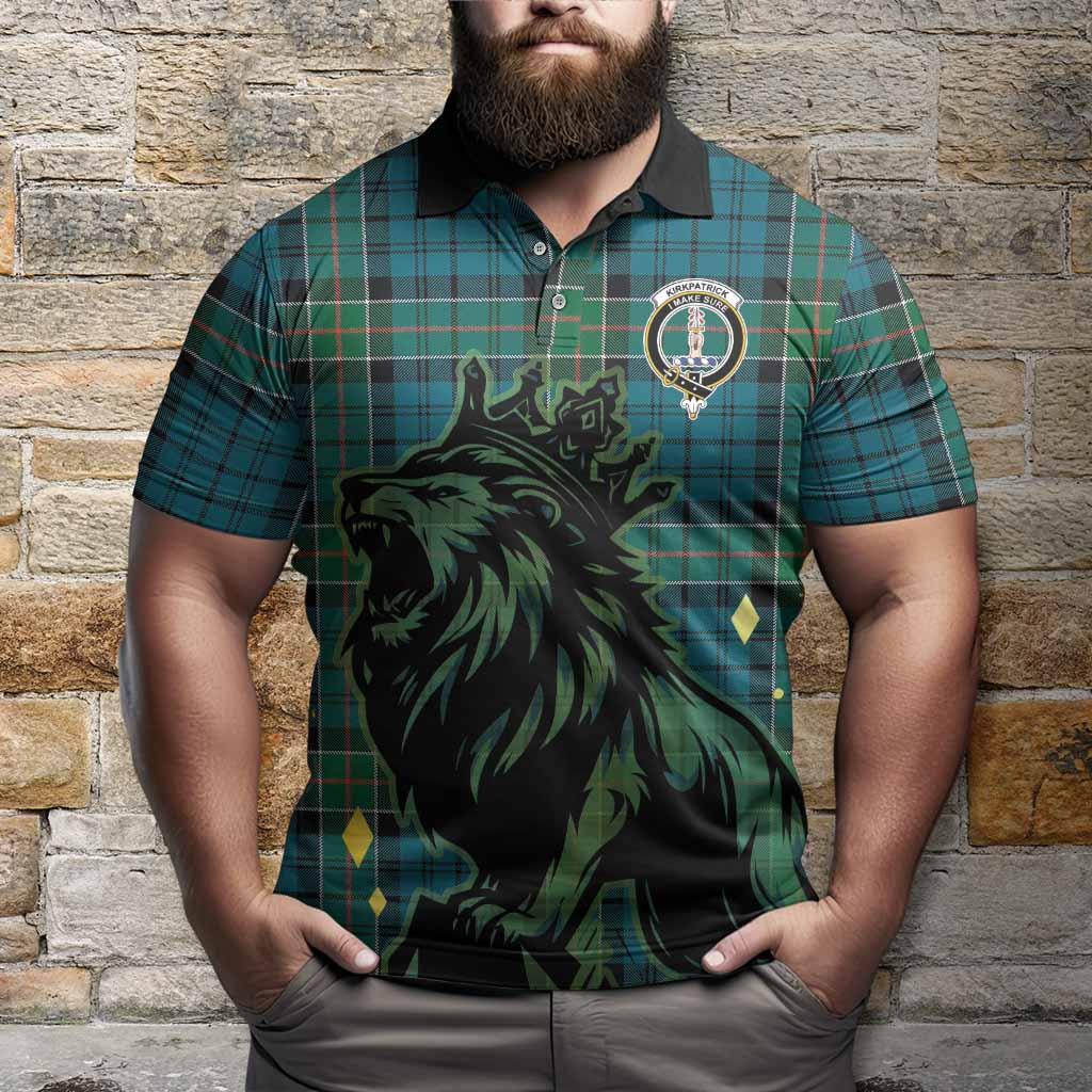 Kirkpatrick Tartan Family Crest Polo Shirt Crowned Lion Roaring