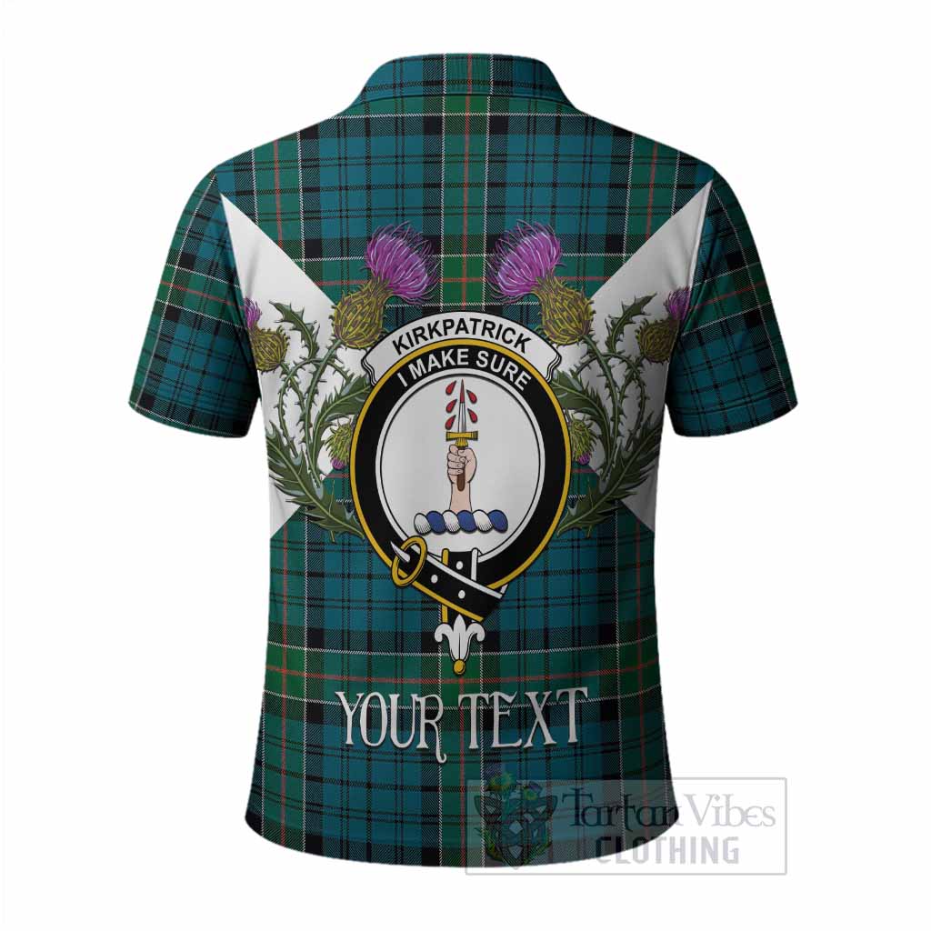 Kirkpatrick Tartan Family Crest Polo Shirt Scottish Burns Night Thistle Floral