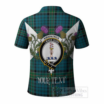 Kirkpatrick Tartan Family Crest Polo Shirt Scottish Burns Night Thistle Floral