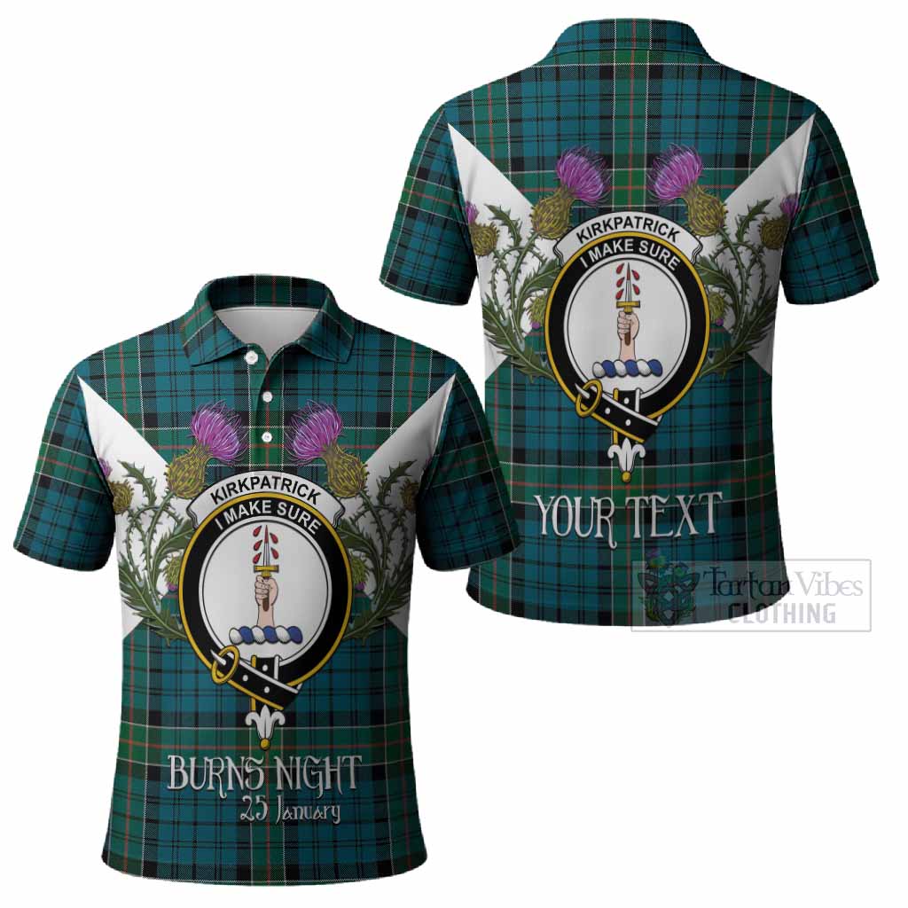 Kirkpatrick Tartan Family Crest Polo Shirt Scottish Burns Night Thistle Floral
