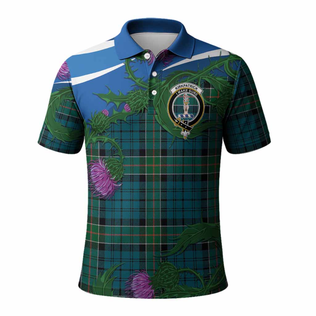 Kirkpatrick Tartan Family Crest Polo Shirt Thistle in Minimalism