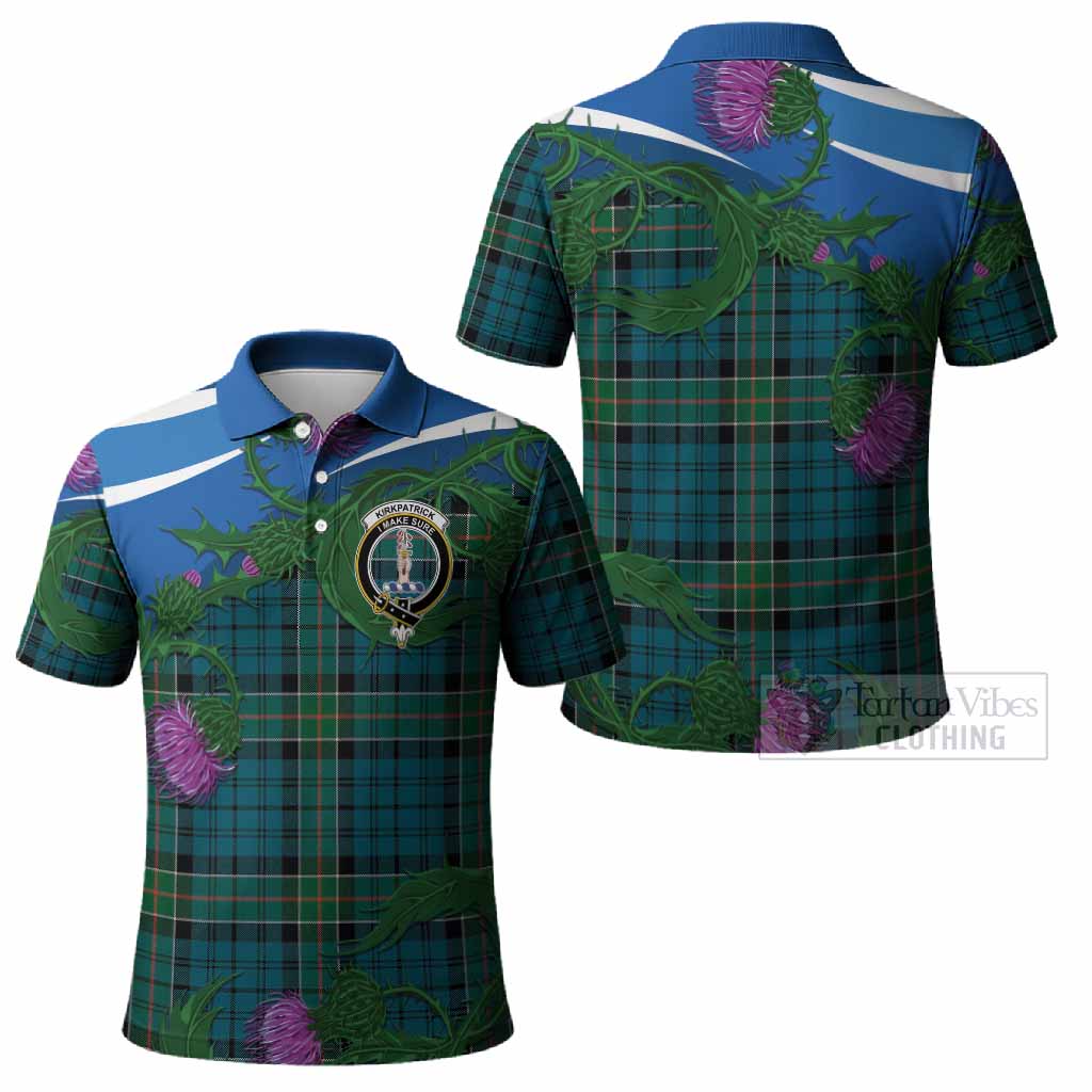Kirkpatrick Tartan Family Crest Polo Shirt Thistle in Minimalism