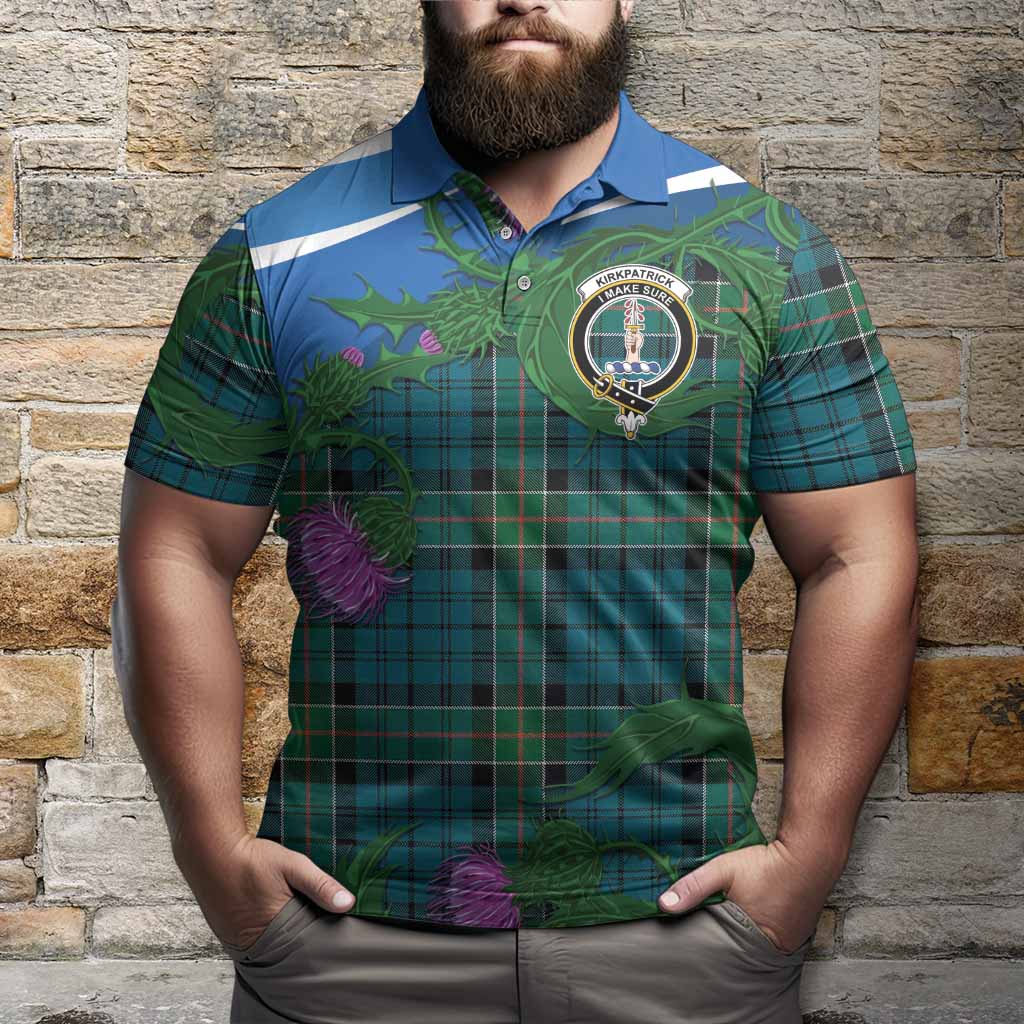 Kirkpatrick Tartan Family Crest Polo Shirt Thistle in Minimalism