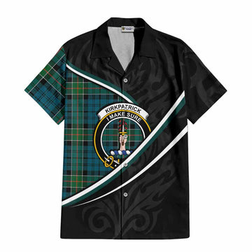 Kirkpatrick Tartan Family Crest Short Sleeve Button Shirt Celtic Scottish Thistle Floral - Tartan Vibes Clothing
