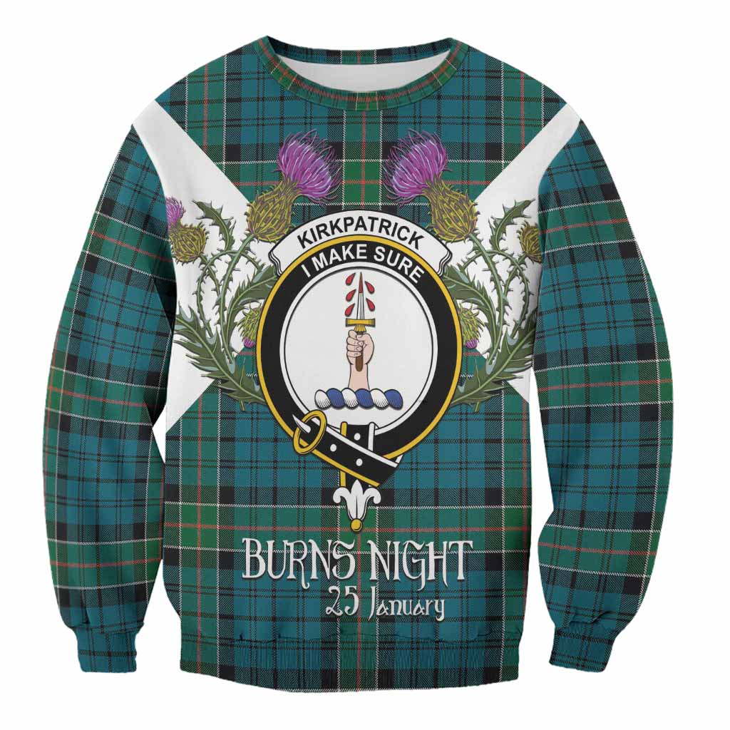 Kirkpatrick Tartan Family Crest Sweatshirt Scottish Burns Night Thistle Floral