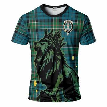 Kirkpatrick Tartan Family Crest T-Shirt Crowned Lion Roaring