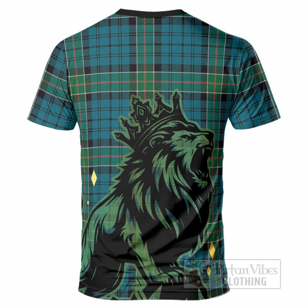 Kirkpatrick Tartan Family Crest T-Shirt Crowned Lion Roaring