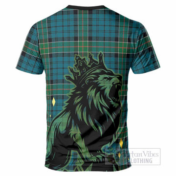 Kirkpatrick Tartan Family Crest T-Shirt Crowned Lion Roaring