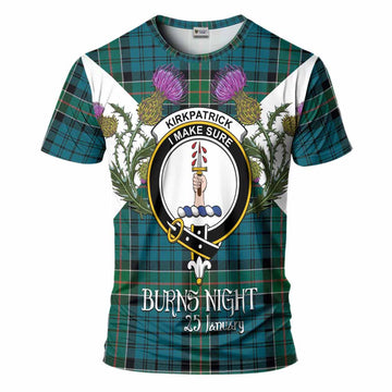 Kirkpatrick Tartan Family Crest T-Shirt Scottish Burns Night Thistle Floral