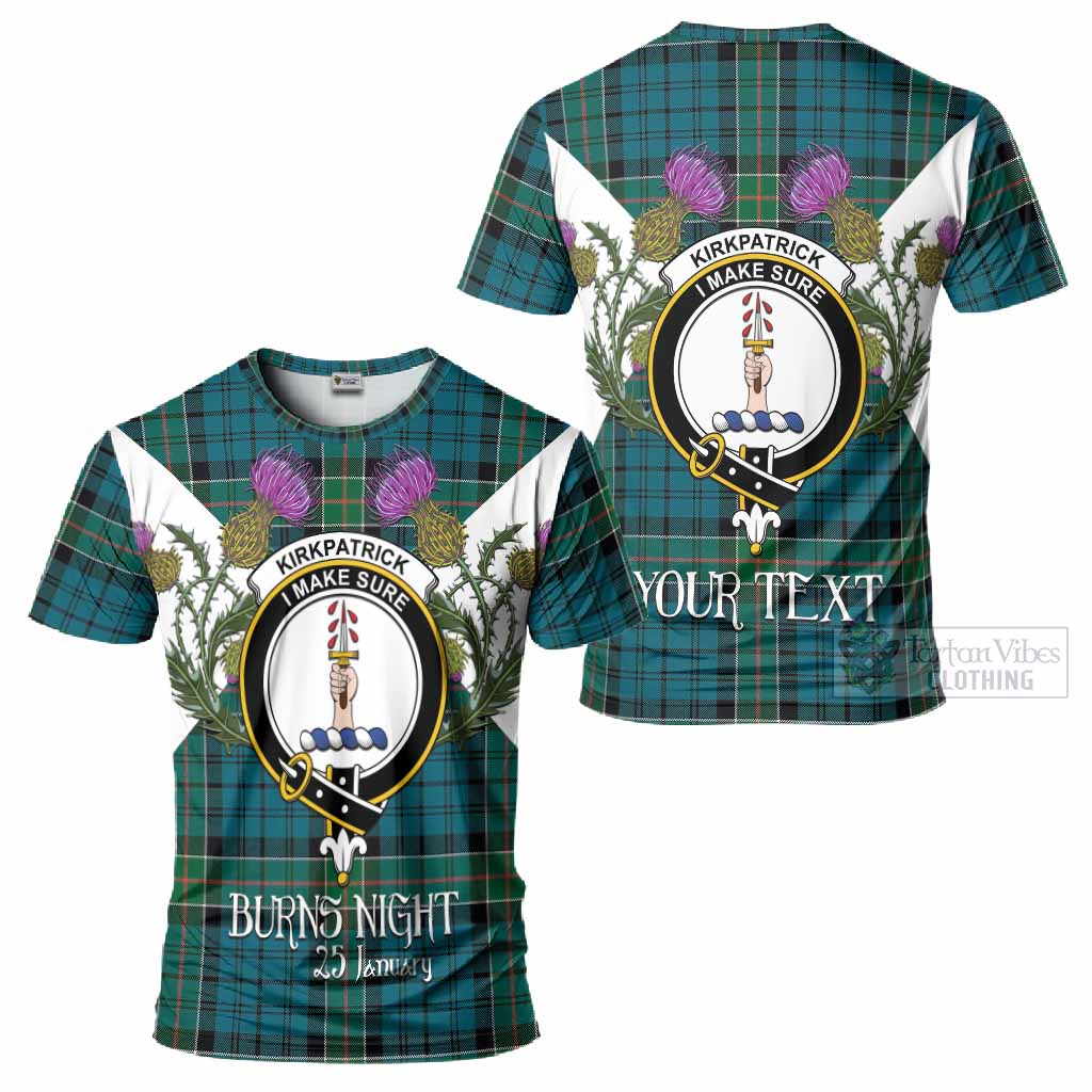 Kirkpatrick Tartan Family Crest T-Shirt Scottish Burns Night Thistle Floral