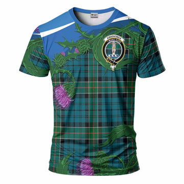 Kirkpatrick Tartan Family Crest T-Shirt Thistle in Minimalism