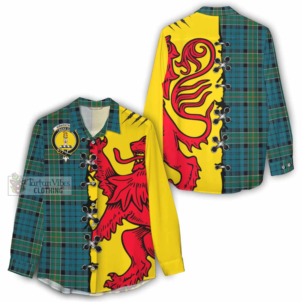 Kirkpatrick Tartan Family Crest Women Casual Shirt Lion Rampant Honor - Tartan Vibes Clothing