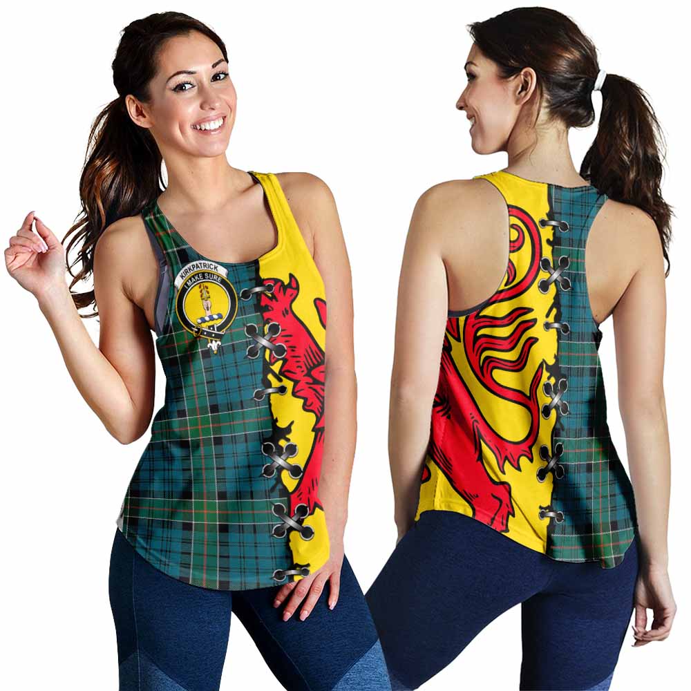 Kirkpatrick Tartan Family Crest Women Racerback Tanks Lion Rampant Honor - Tartan Vibes Clothing