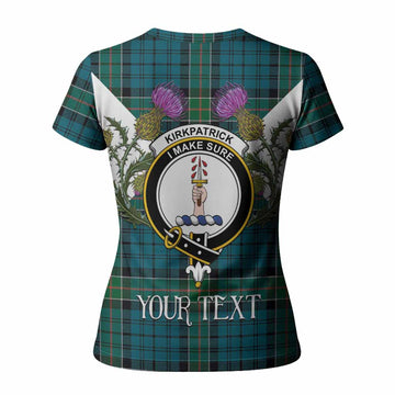 Kirkpatrick Tartan Family Crest Women T shirt Scottish Burns Night Thistle Floral