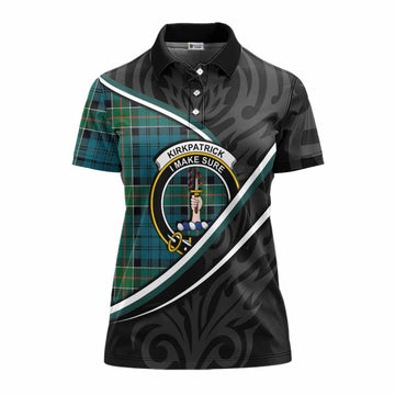 Kirkpatrick Tartan Family Crest Women's Polo Shirt Celtic Scottish Thistle Floral