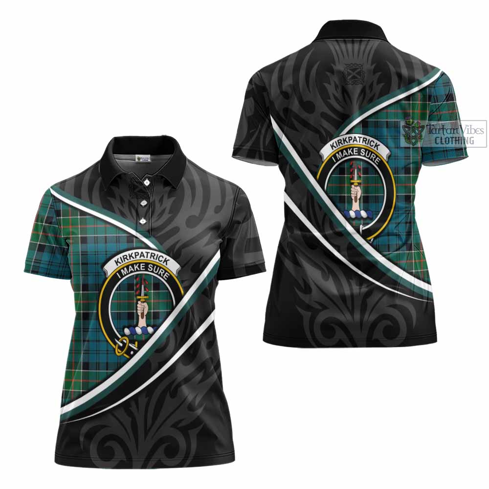 Kirkpatrick Tartan Family Crest Women's Polo Shirt Celtic Scottish Thistle Floral - Tartan Vibes Clothing