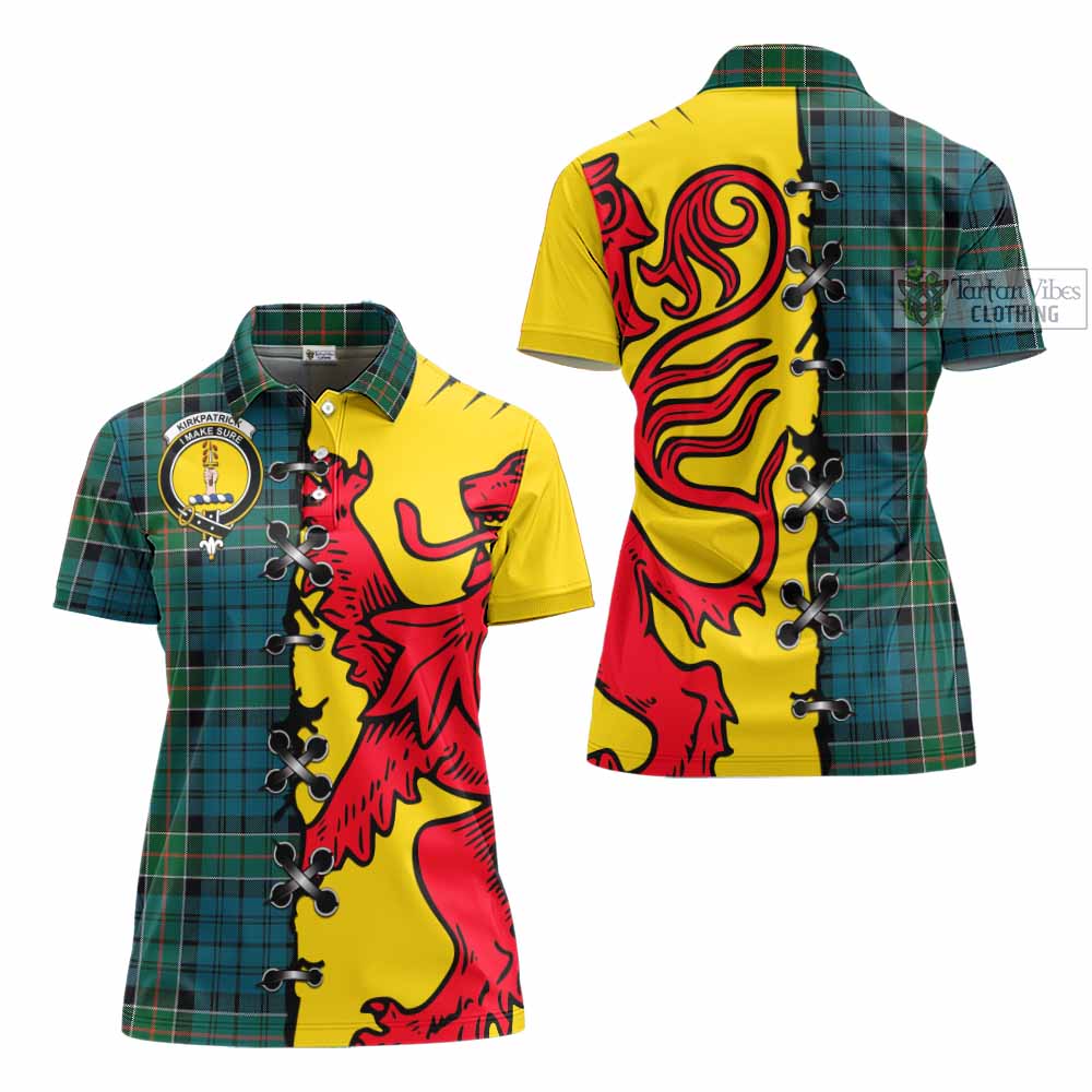 Kirkpatrick Tartan Family Crest Women's Polo Shirt Lion Rampant Honor - Tartan Vibes Clothing