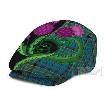 Kirkpatrick Tartan Flat Cap, Jeff Cap Traditional Scottish Thistle