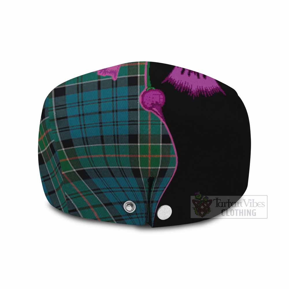 Kirkpatrick Tartan Flat Cap, Jeff Cap Traditional Scottish Thistle
