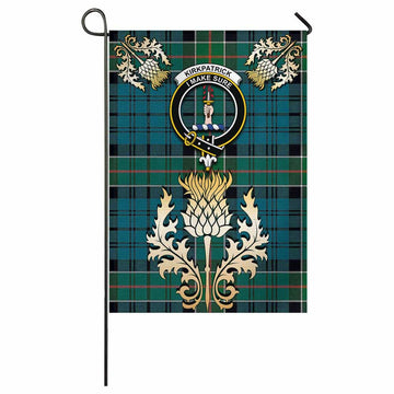 Kirkpatrick Tartan Garden Flag with Golden Regal Scottish Thistle Emblem