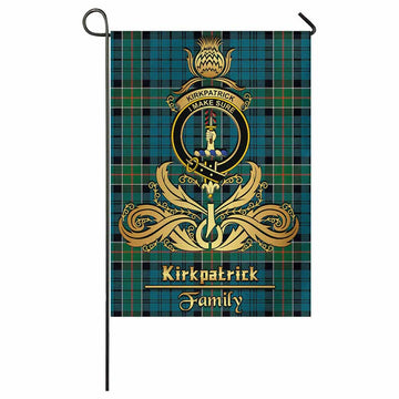 Kirkpatrick Tartan Garden Flag with Highland Thistle Cherish Family Crest Style