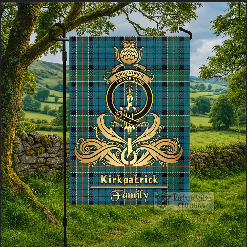 Kirkpatrick Tartan Garden Flag with Highland Thistle Cherish Family Crest Style - Tartan Vibes Clothing