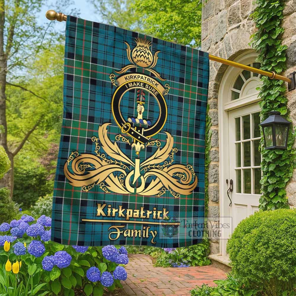 Kirkpatrick Tartan Garden Flag with Highland Thistle Cherish Family Crest Style - Tartan Vibes Clothing