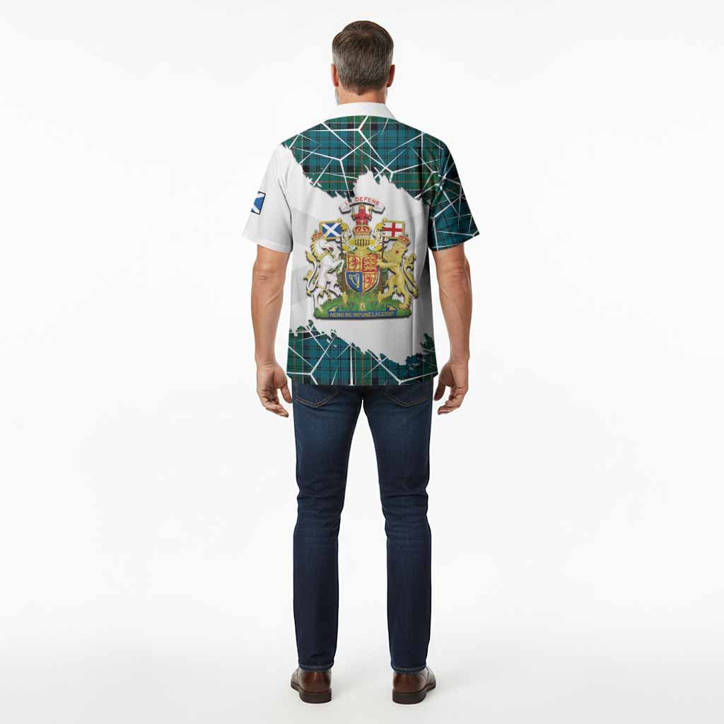 Kirkpatrick Tartan Hawaiian Shirt with Family Crest and Lion Rampant Grunge Style