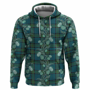 Kirkpatrick Tartan Hoodie Seamless Scottish Thistle Flowers