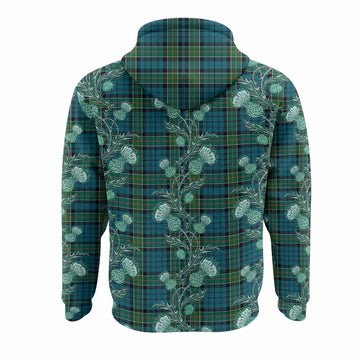 Kirkpatrick Tartan Hoodie Seamless Scottish Thistle Flowers