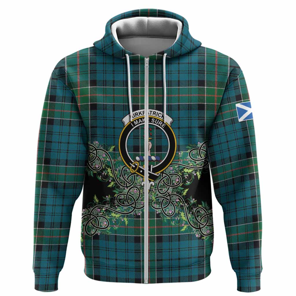 Kirkpatrick Tartan Hoodie Thistle Scottish Spirit